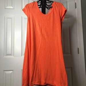 Dalia Orange with white stripes T-Shirt Dress, Size Medium